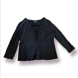 Forever 21 Plus Tie-Up Front Shirt 1X 14/16 Black